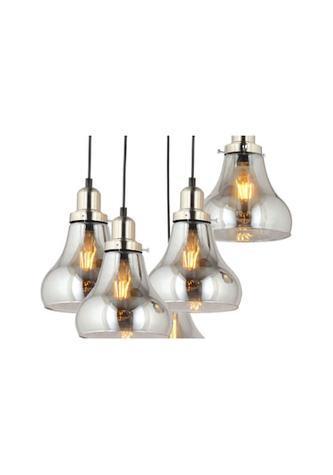 Lampaluce Cono Modern Sarkıt Salon Avizesi 5'Li Krom 40X70Cm