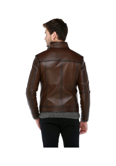 Dericlub E-1003 Gerçek Deri Erkek Mont-Camel