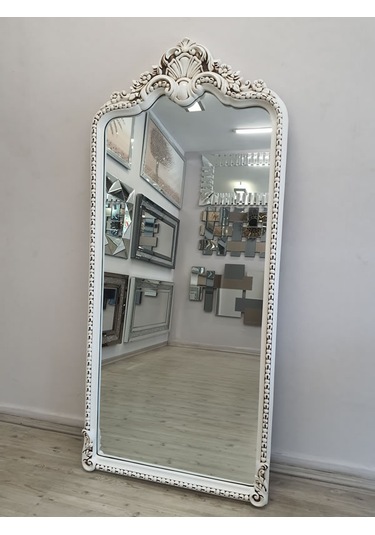 Ayna Denizi Princess Great Aging White Model Eskitme Beyaz Renk Dekoratif Boy Aynası Eskitme Beyaz