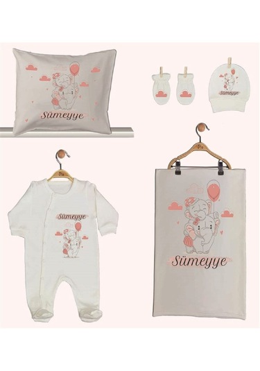Pia Baby Gl 1941-02 İsme Özel Beşli Tulum Set Krem