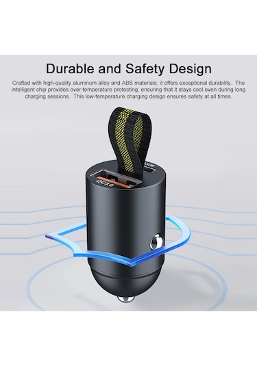 Springsun "çift Portlu Hızlı Şarj Cihazı - Qc3.0 & Pd30w Araç Şarj Aleti 12-24v Otomobil/kamyon/suv "