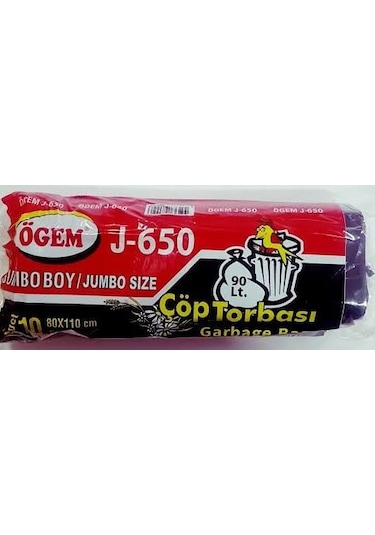 Ögem J-650 Jumbo Boy Çöp Torbası  20 Adet Siyah 80 x 110 CM