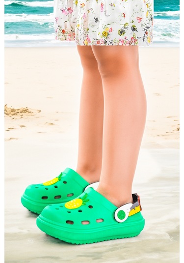 Kiko Kids Twg 755-1 Plaj Havuz Eva Kız Çocuk Terlik Yeşil