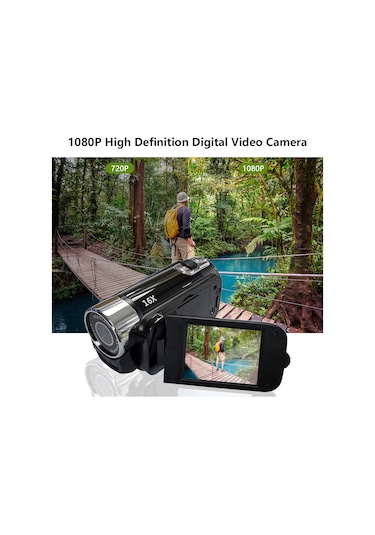Xindoker Siyah D100 Dijital Dv Kameralı - 1080p Full Hd Video, 16mp Fotoğraf, 16x Dijital Zoom, 2.7" Lcd Ekran, Bl-5c Batarya