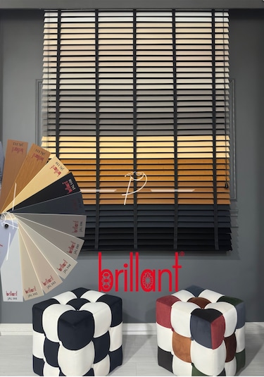 Brillant Ahşap 50 Mm Jaluzi Perde %100 Doğal Ahşap Ekru