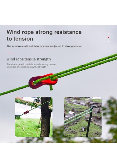 Qingmipy 8 Adet 4mm Kalın Poliester Çadır Rengi, Gece Yansıtan, Dikişli Kanca İle 4 Metre Çadır Rengi Seti Sarı