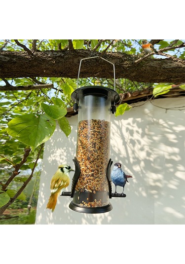 Yuntech01 420ml Kapasiteli Askılı Otomatik Kuş Yemleyici - Pvc Ve Plastik Malzeme, Siyah-saydam Renk