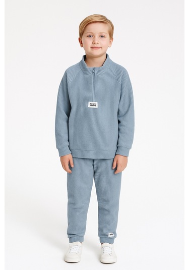 Monox Erkek Çocuk Reglan Kol Fitilli Polar Takım İndigo