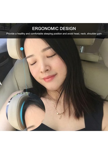 Yifomall Araç Koltuk Başlığı Yastığı - Hafızalı Köpük Boyun Desteği, Rahat Uyku İçin Ayarlanabilir U Şeklinde Siyah