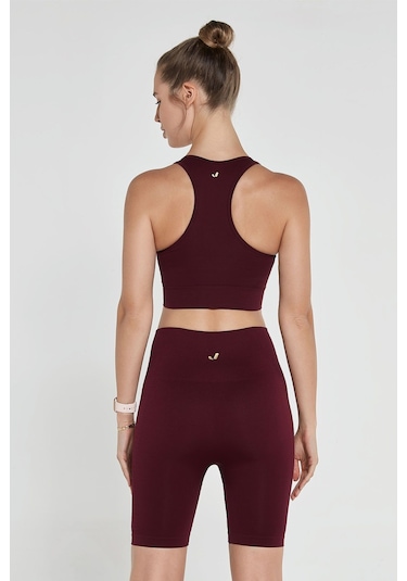Jerf Gela Çift Katlı Kompress Sport Bra Bordo