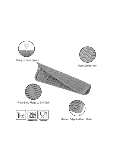 Xiaaokeji Çok Amaçlı Bulaşık Kurutma Matı, Mutfak İçin Silikon Mat Gri-a Gri