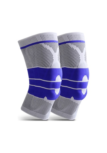 Kosona L Bedenli 2 Adet Silikon Yastık Ve Çift Taraflı Yaylı Desteği, Akıllı Dokuma Ventilasyonlu Spor Dizlikleri - Basketbol, Koşu, Bisiklet İçin