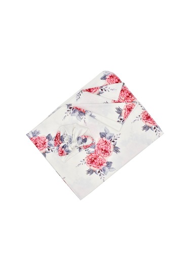 Yaozixa Yeni Doğan Bebe Swaddle Battaniye Ve Şapka Seti - 80x80cm, Polyester, Kuzey Avrupa Stili Beyaz Zemin Çiçek Desenli 190702 Beyaz