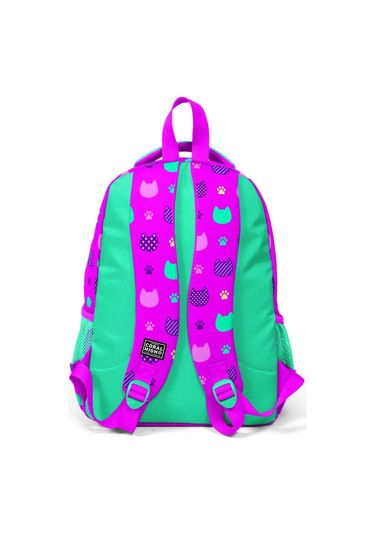 Coral High Kids Pembe Su Yeşili Kedi Desenli 3 Lü Okul Çanta Seti Set0123490
