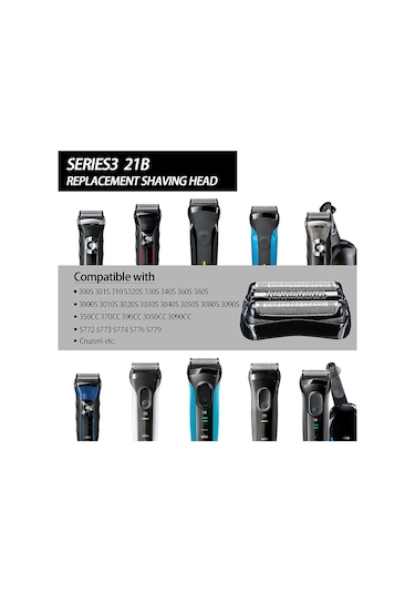 Braun Series 3 Yedek Başlık 21b 3010s, 3040s, 5409 İçin Braun S3 Islak Ve Kuru Yedek Başlık İle Uyumlu 21b Yedek Tıraş Bıçağı