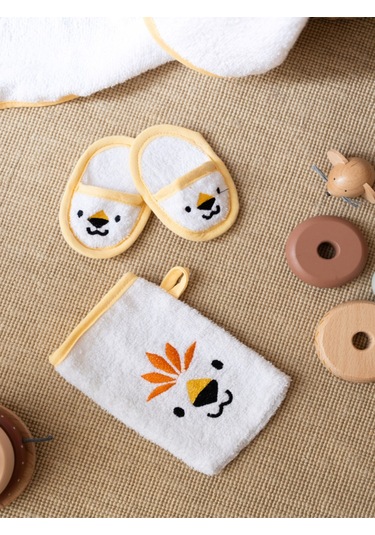 %100 Pamuk Kutulu Hediye Yenidoğan/bebek Bornoz Seti 4 Parça / Kelebek Kar Beyaz