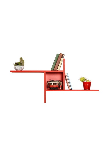 Adoremobilya Plus Dekoratif Duvar Rafı - Kırmızı