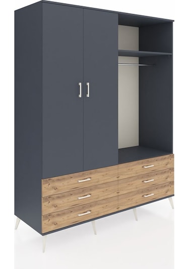 Kronos Gardrop 4 Raflı 6 Çekmeceli 2 Askılı 176x59x221 Antrasit-antrasit/çam Antrasit/çam Kronos Gardrop 4 Raflı 6 Çekmeceli 2 Askılı 176x59x221 Antrasit-antrasit/çam Antrasit/çam