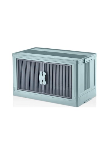 Çok Amaçlı Kapaklı Portatif İstiflenebilir Tekerlekli Organizer Dolap Mavi Mavi