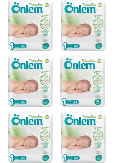 Önlem Botanika 1 Beden Bebek Bezi Yenidoğan Newborn 64 Lü x 6 Adet 6'lı