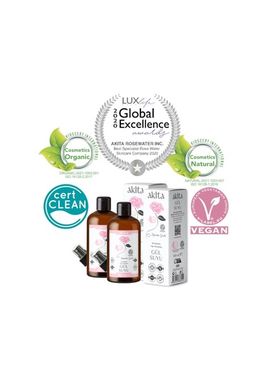 Akita Doğal Yağı Alınmamış Gül Suyu Cam Şişe 2 x 100 ML