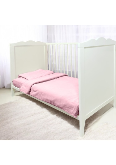 Bürümcük Müslin Bebek Nevresim Takımı Uyku Seti %100pamuk Pembe