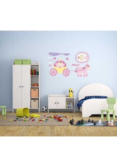 Duvar Süsü Sticker 2 Adet Prenses Desenli Pvc 70x50x0,5cm