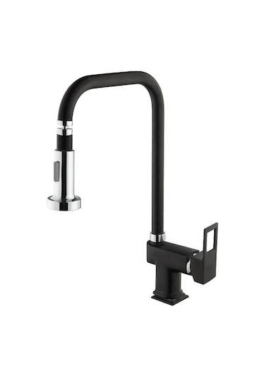 Vilas Dallas Siyah Kare 360 Derece Başlık Eviye Mutfak Bataryası