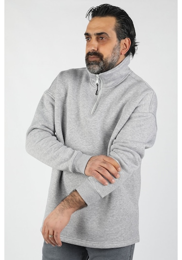 Balins Unisex Balıkçı Yaka Gri Sweatshirt Gri