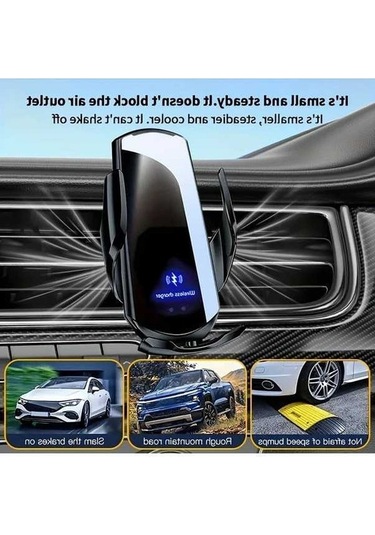 Fastbuy Dream011 Siyah 360 Derece Dönen Akıllı Sensörlü 15w Hızlı Kablosuz Şarj Araba Şarj Cihazı Universal Telefon Tutucu M