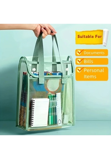 Tongdashop Dikey Mavi Genişletilebilir File Cepli Bohem Şeffaf Pvc Çanta Dikey Versiyon Mavi