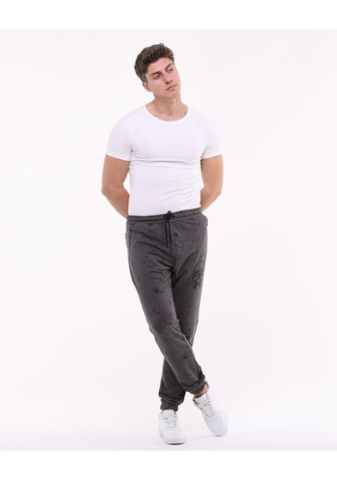 Bella Dossi Kuru Kafa Baskılı Eşofman Altı Gri