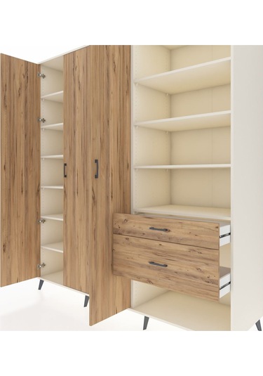 Kronos Dolap 16 Raflı 2 Çekmeceli 3 Kapaklı 220x59x243 Aytaşı-çam/çam Atlas Çam/atlas Çam