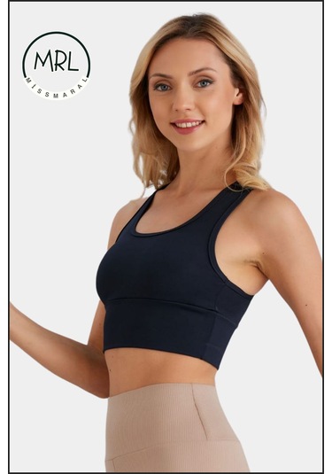 Kadın Lacivert Sporcu Sütyeni Pedli Likralı Destekleyici Su Sporları Koşu Fitness Dans Sports Bra Lacivert