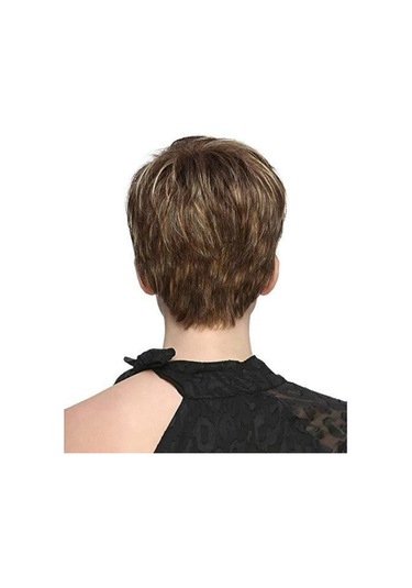 Kadın Peruk Güzel Yapılandırılmış Kahverengi Kısa Düz Saç