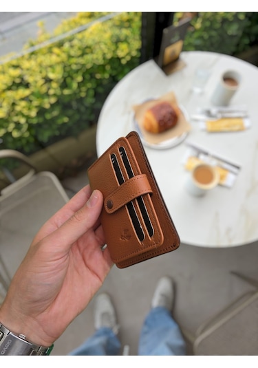 Visso 8600 Hakiki Deri Kartlık Unisex İsme Özel Çanta Kahve Napa