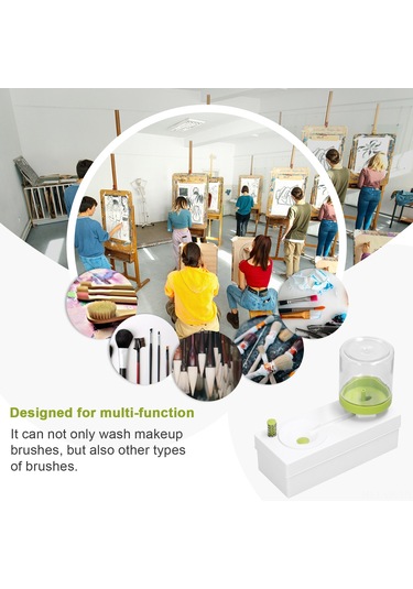 Vkemall Yeşil Fırça Temizleme Makinesi: Hızlı Ve Pratik Sanat & Makyaj Fırçası Temizleyici, Su Tasarrufu Sağlar
