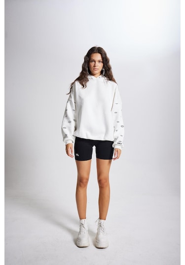 Holly Lolly Oversize Kapüşonlu Unisex Eye Sweat Beyaz