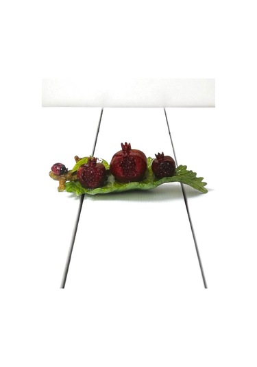 Dekoratif El Yapımı Yaprak Üzeri Nar Figürlü Dekoratif Obje Nar Biblo Bereket Ve Bolluk Simgesi