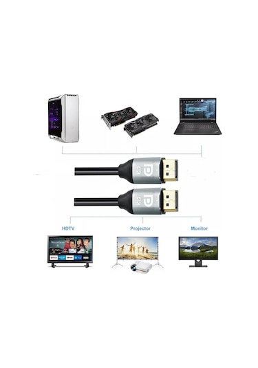 Koodmax 4k 60hz Displayport To Displayport Kablo Dp 1.2 21.60gbps, 1080p Freesync G-sync - 3 Mt