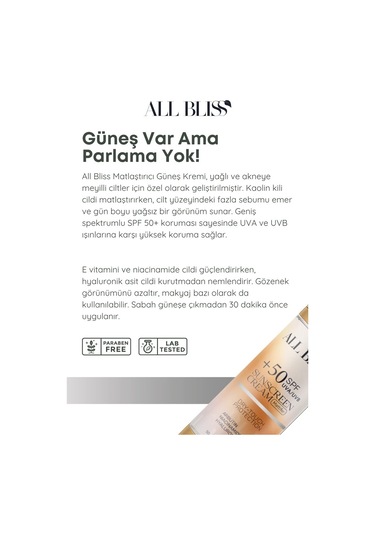 Spf 100 Matlaştırıcı Güneş Kremi 50 Ml