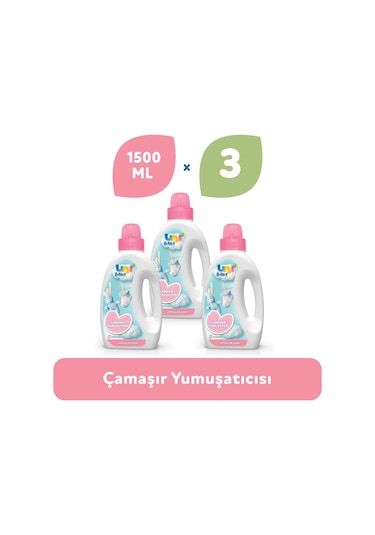 Uni Baby Aktif Sıvı Deterjan 1500 ML 3'lü + Uni Baby Yumuşatıcı 1500 ML 3'lü