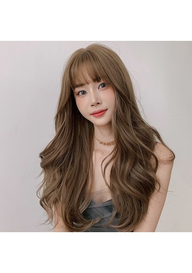 Cbtx Peruk Kadın Uzun Saç Büyük Dalga Kabarık Tam Başlık Uzun Kıvırcık Saç Siyah Kahverengi 65cm