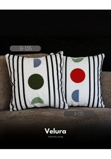 Dekoratif Kırlent & Pinterest Kırlent & Keten Kumaş - Nakış İşleme & A135-b135 Turuncu - Beyaz