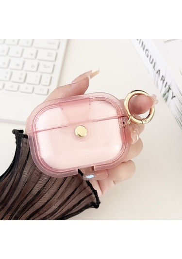 Airpods Uyumlu Pro 1 Manyetik Şeffaf Zırh Tpu Tws Kulaklık Kılıfı İçin Pembe