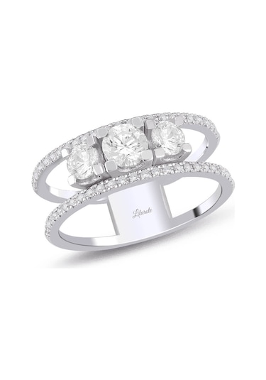 Lilarote 1.05 Ct Alyanslı Su Yolu Üçtaş Pırlanta Yüzük