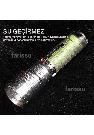 Gold Orion Or-520a Zoomlu Şarjlı El Feneri 50w Zoom Gücü 8 Mod Manyetik Tip-c Şarj Yeşil