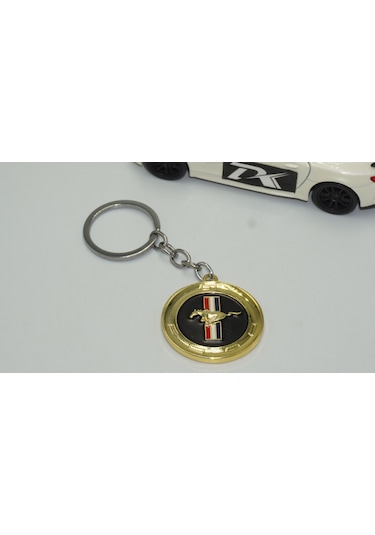 Dk Mustang Gt Logo Gold Metal Çift Yön Anahtarlık