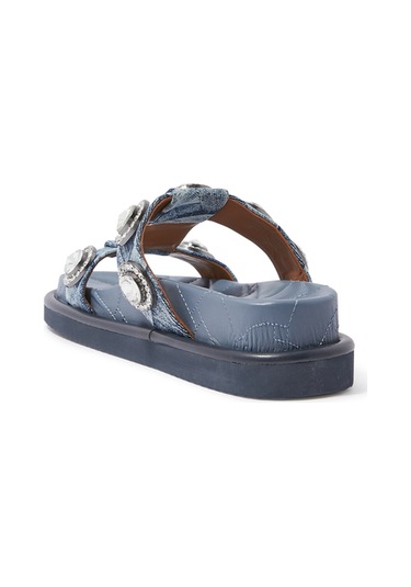 Kurt Geiger Kristal Taşlı Rahat Denim Sandalet Lacivert