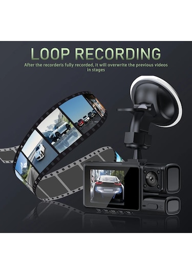 Dashanshop Bcuoz Hd 1080p Çift Lens Araç Kamerası 170 Gece Görüşü G-sensor Hareket Algılama